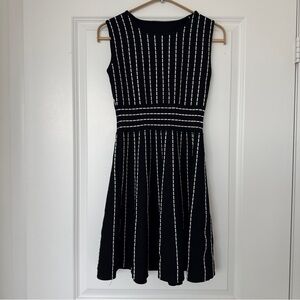 Elegant Black and White Striped Knit Dress